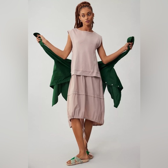 Daily Practice by Anthropologie Layered Short Sleeve Asymmetrical Dress Sz Small - Picture 2 of 11